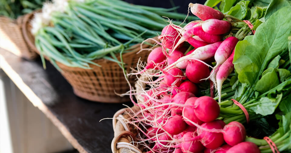 Radishes and green onions.